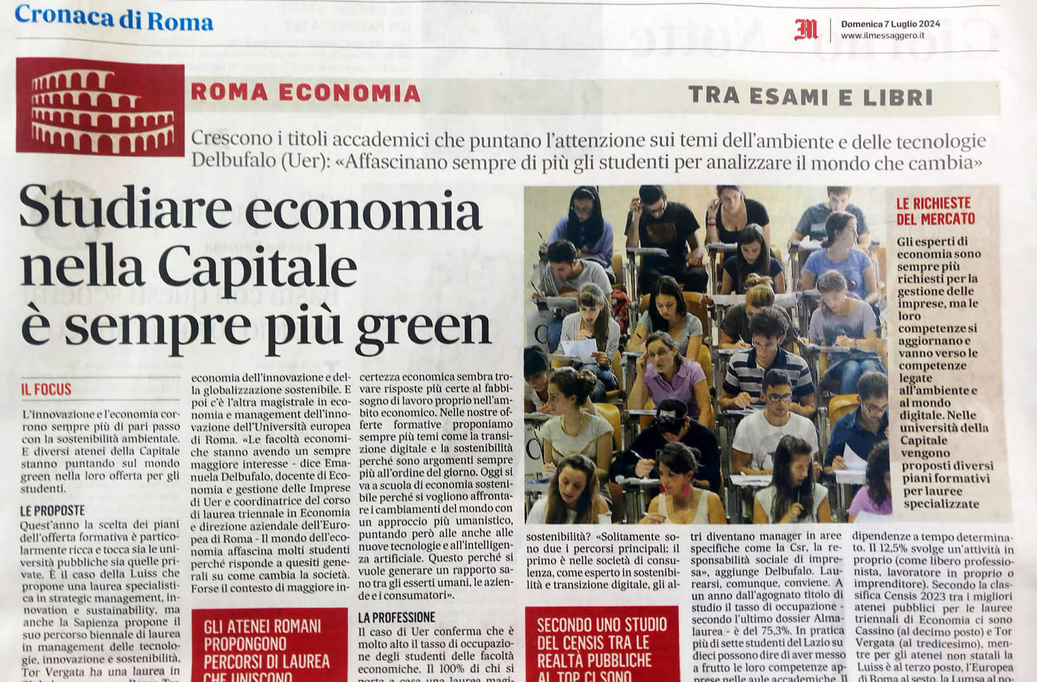 Articolo il messaggero con intervista a prof.ssa Emanuela Delbufalo