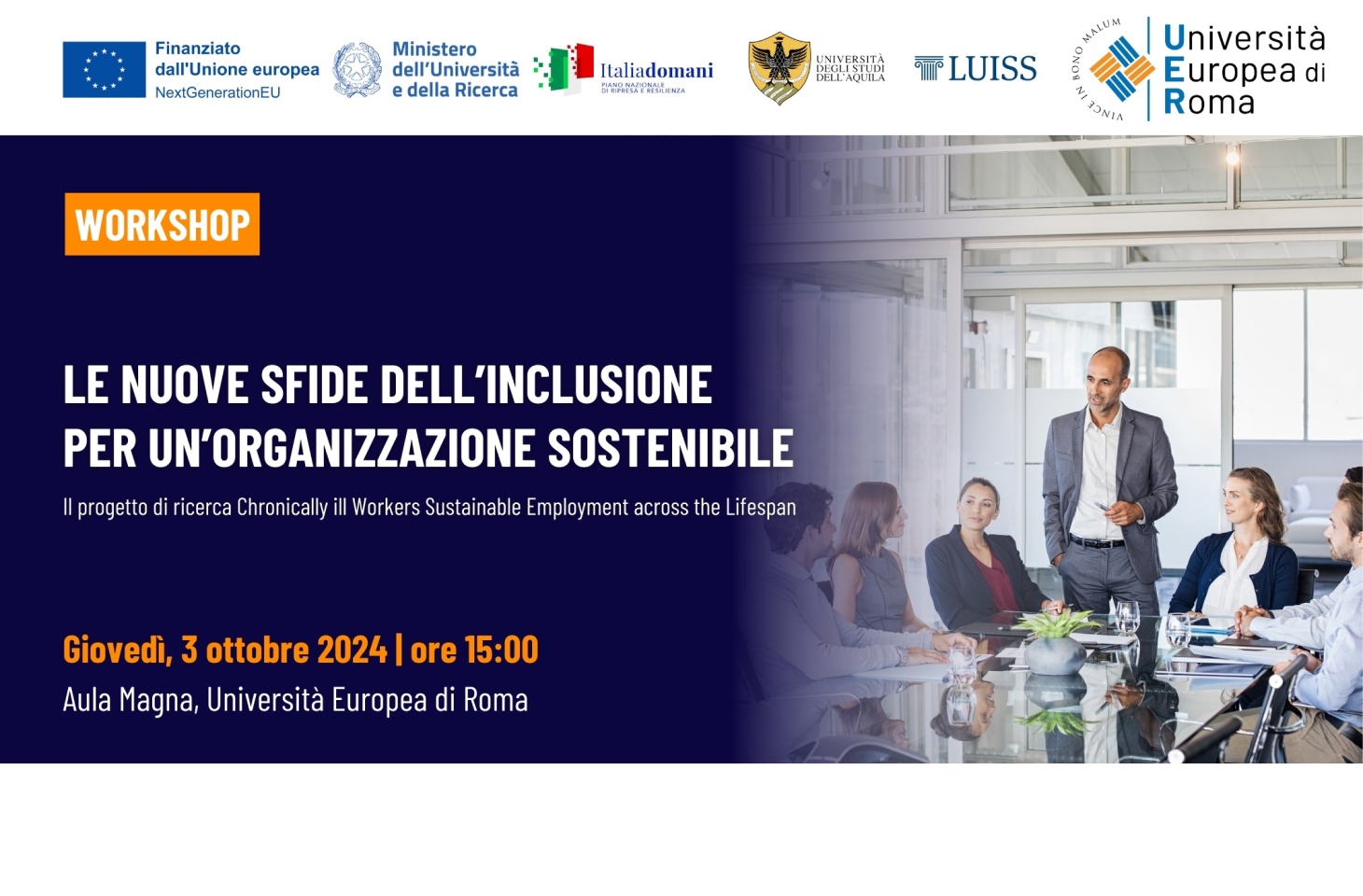 Workshop: Le nuove sfide dell’inclusione per un’organizzazione sostenibile.