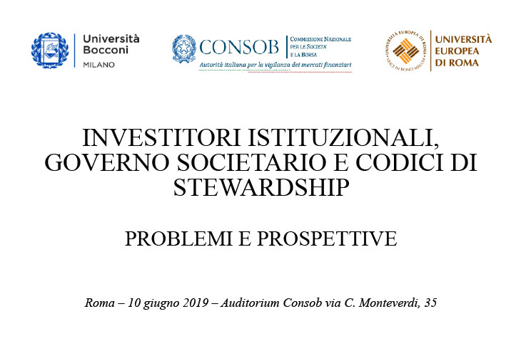 Convegno “Investitori istituzionali, governo societario e codici di stewardship, problemi e prospettive”