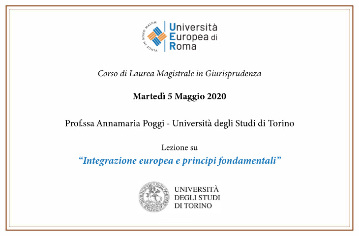 “Integrazione europea e principi fondamentali” – Prof.ssa Annamaria Poggi