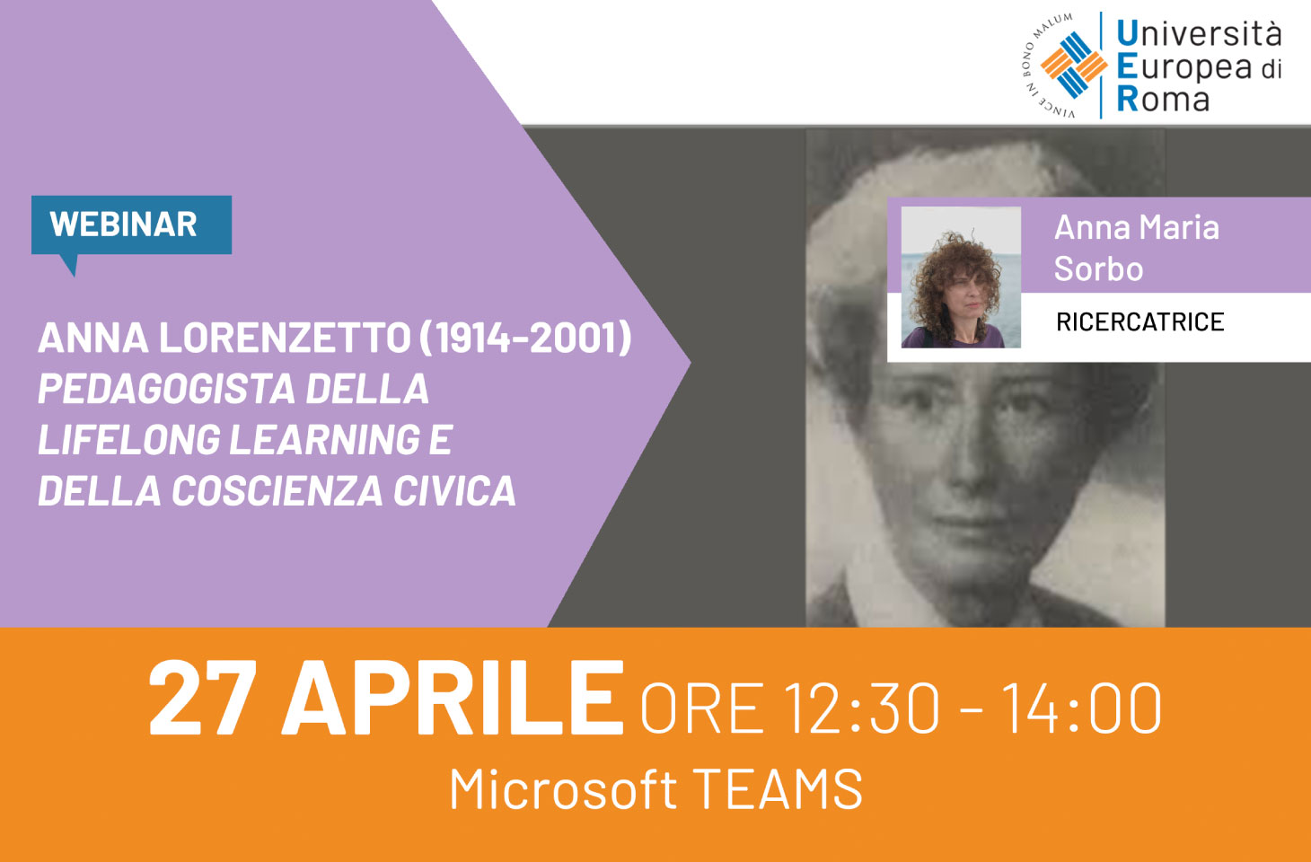 Webinar: Anna Lorenzetto (1914-2001), pedagogista della Lifelong learning e della coscienza civica