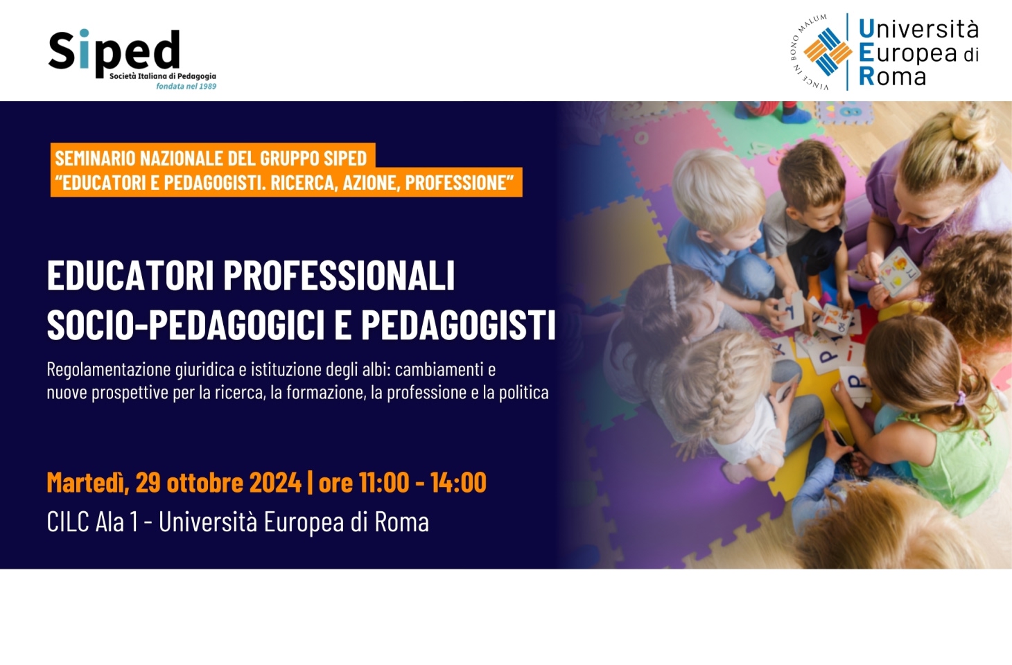 Seminario “Educatori professionali socio-pedagogici e Pedagogisti. Regolamentazione giuridica e istituzione degli albi”