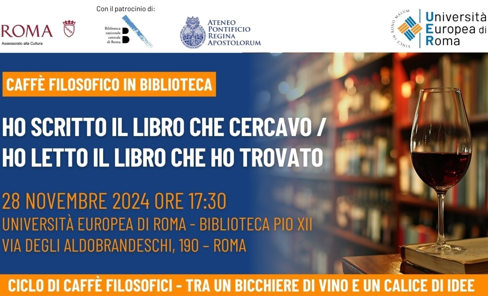 28 Novembre 2024 – Tornano i caffè filosofici in Biblioteca