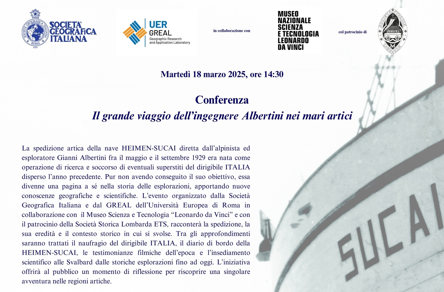 Conferenza “Il grande viaggio dell’ingegner Albertini nei mari artici”